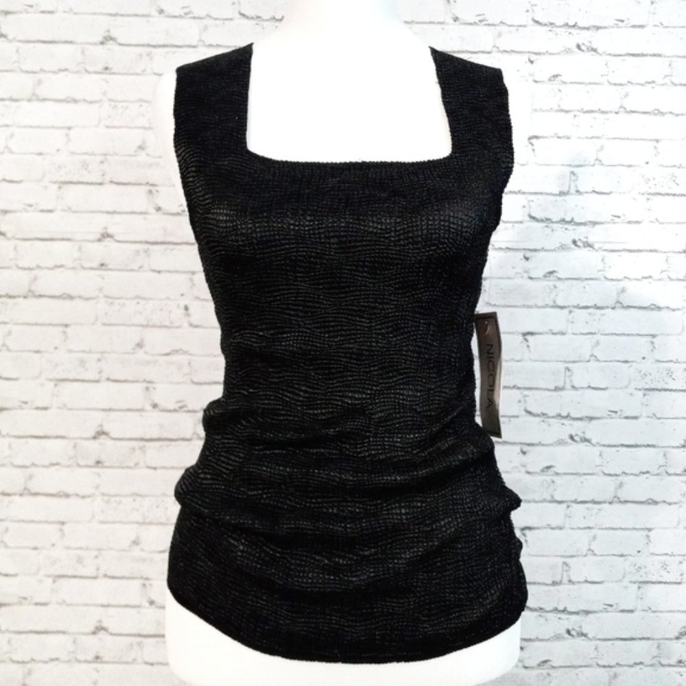 Nicola Black Crinkle Top